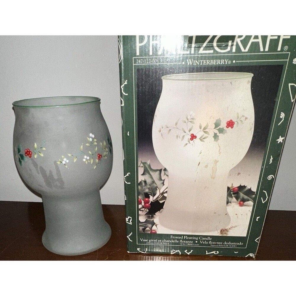 Pfaltzgraff Winterberry 7 3/4” Frosted Floating Candle Vase